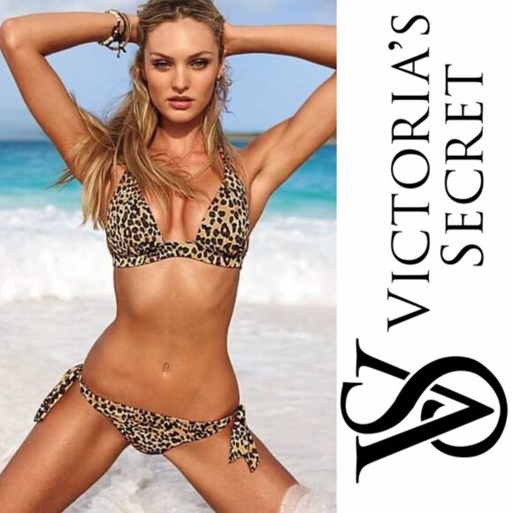 Victoria's Secret | Cheetah Print Front Tie Triangle Bikini Top | Size Large - Picture 1 of 11